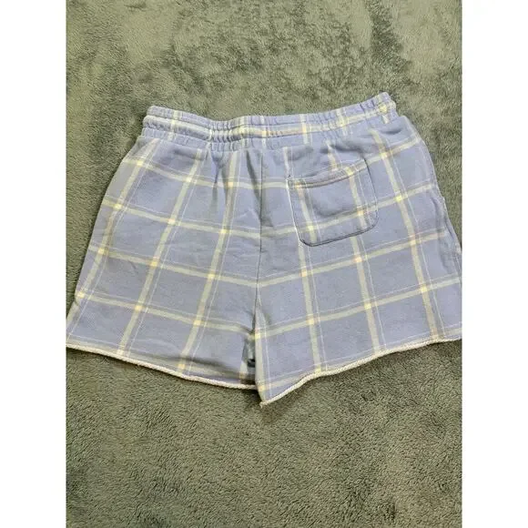 Ivory Ella Women's Plaid Shorts Blue Yellow Drawstring Pocket Elephant US M - Picture 6 of 8